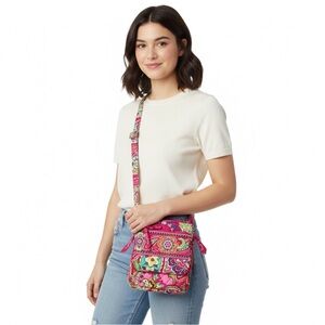 Vera Bradley Paisley Quilted Crossbody Bag Pink Organizer Travel Boho Hippie Y2K